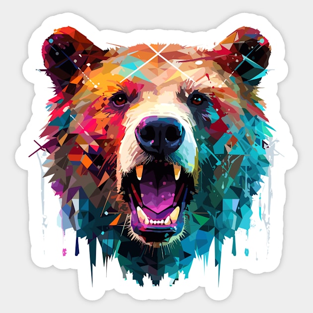 Grizzly Bear Animal Freedom World Wildlife Wonder Abstract Sticker by Cubebox